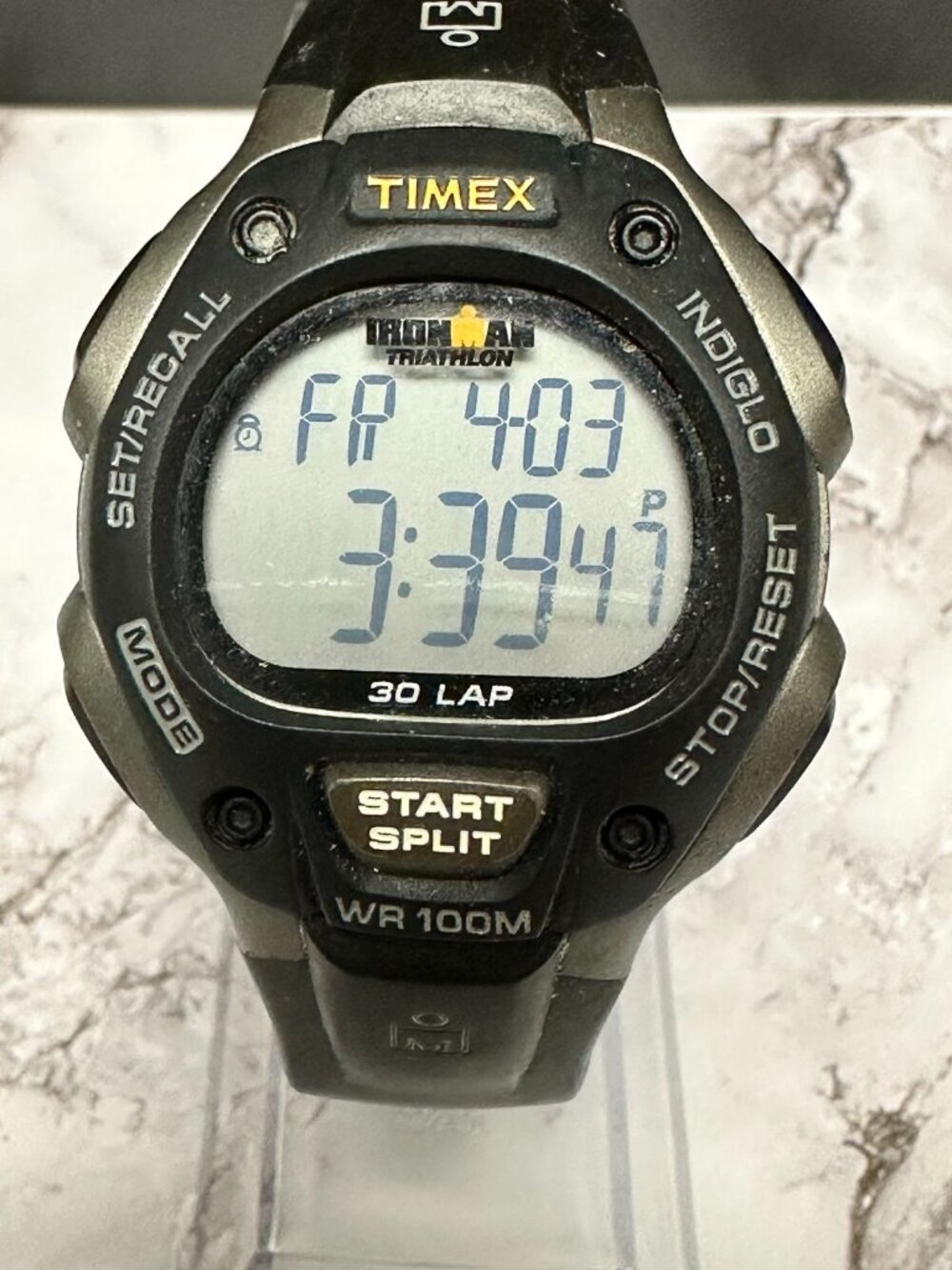 Timex Ironman Digital Watch Men Black Grey 38MM Indiglo Dial New Battery